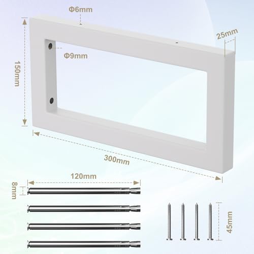 Wastafelbeugels, wastafelstandaards, wandmontage, metalen plankbeugels, consolebeugels voor wastafels, veelzijdige wandbeugels (wit, 30 cm, 2 stuks)