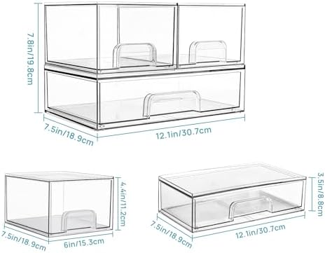 Opbergboxen met 3 lades, doorzichtige kaptafel-organizer, antisliplade voor badkamer, kaptafel, bureau