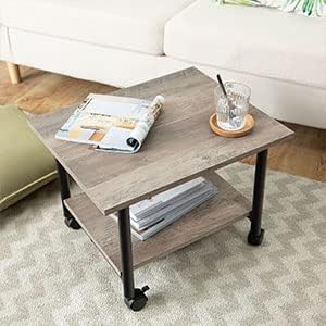 Printertafel, printerwagen met vergrendelbare wieltjes, verrijdbare printerstandaard met 2 niveaus, printerhouder in industrieel design, rolcontainer, voor op kantoor