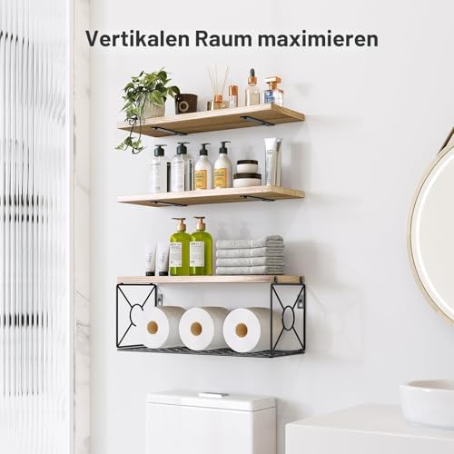 Wandplank, Paulownia-hout, wandplanken, houten planken, 3 + 1 stuks, voor slaapkamer, badkamer, woonkamer, keuken, thuiskantoor, wasruimte