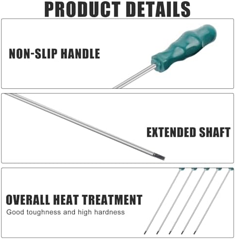 Schroevendraaierset: 5-delige magnetische schroevendraaierset, extra lange Torx-schroevendraaierset, professionele schroevendraaierset T15, T20, T25,