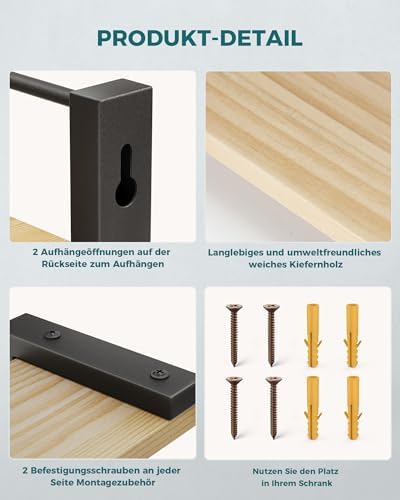 Set van 2 wandkruidenrekken, 40 x 9 x 7 cm