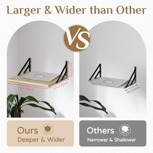 Houten wandplank, 30 cm diep: moderne 40 cm brede planken voor aan de muur, houten plank voor keuken, badkamer, woonkamer – grote zwevende plank voor router, boeken