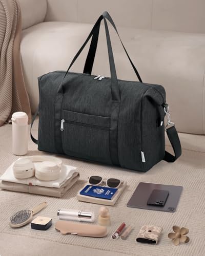 20 l Ryanair-handbagage 40 x 30 x 20 cm voor in het vliegtuig, kleine opvouwbare reistas voor dames & ziekenhuistas, sporttas, weekendtas voor dames en heren (zwart)