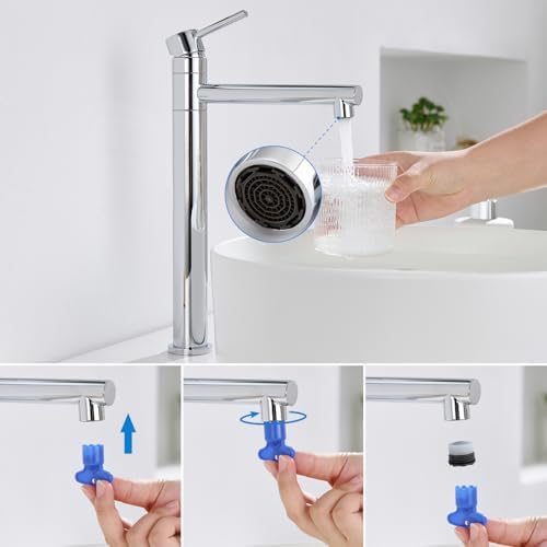 Hoge badkamerkraan, wastafelkraan, opzetkraan voor de wastafel, 360° draaibaar, mengkraan voor koud en warm water, uitloop ho
