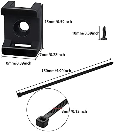 Kabelbinderhouders met schroef, 100 stuks, zadelvormige, zeer sterke zwarte kabelbinderbasis voor kabelbeheer, clip voor het ordenen van elektronische kabels (klein, Bl