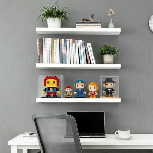 Wandplank, set van 3 zwevende planken, witte wandplanken, 40x14,8x1,5 cm, CD-DVD-plank, boekenplank, moderne decoratieve planken voor kantoor, woonkamer, slaapkamer