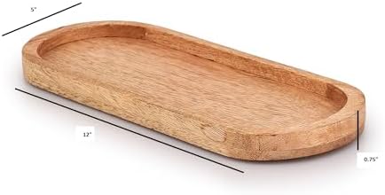 Ovale mangohouten dienbladen, set van 3, perfect als serveerschaal/grill, voor het serveren van kaas, sushi, hapjes voor feestdagen en meer. 30,5 cm x 12,7 cm x 1,9 cm