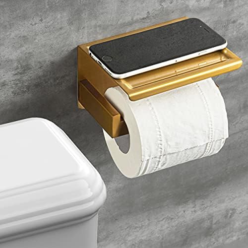 Toiletrolhouder, zonder boren, zelfklevende toiletrolhouder met opbergvak, toiletrolhouder van roestvrij staal, wandmontage, toiletrolhouder