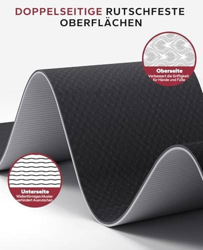 Yogamat XXL – 183 cm x 91 cm x 6 mm dik, extra grote antislip brede yogamat, gymnastiekmat, sportmat, fitnessmat, TPE-mat, trainingsmat, incl.