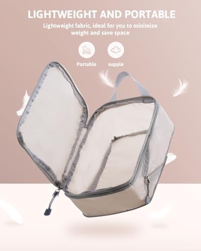 4-delige set compressiepakkubussen – Compressiepakkubussen – Waterdichte kofferorganizer met ritssluiting (XL, L, 2 x M) – Ruimtebesparend voor handbagage