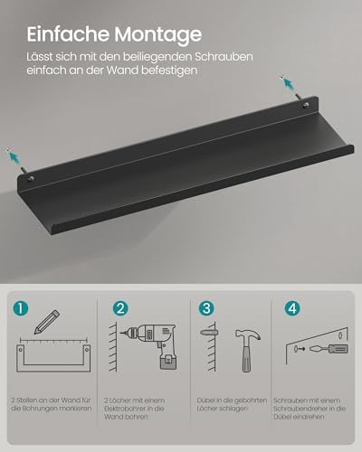 Set van 3 metalen wandplanken, zwevende planken, industrieel design