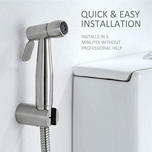 Douche, toilet, badkamerbidet voor bidetkranen, toilet met 150 cm lange, flexibele telescopische doucheslang en houder, douchekop van roestvrij staal, N