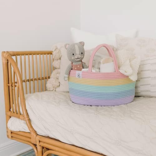 Baby-opbergmand – Opbergmand voor commode en kinderkamer – Cadeaus voor pasgeborenen & baby's, opbergmand met vakken & handvatten – Pastel