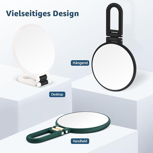 30x vergrotende spiegel met handvat – dubbelzijdige make-upspiegel (1x/30x), opvouwbaar en draagbaar voor nauwkeurig make-up aanbrengen onderweg – matzwart