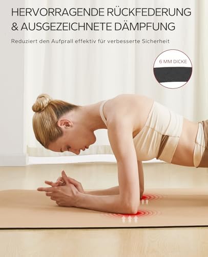Yogamat XXL 213x76cm – 6mm dik – van natuurlijk linnen – extra lange grote yogamat, antislip en scheurbestendig – perfect voor yoga, meditatie, pilates – Tra
