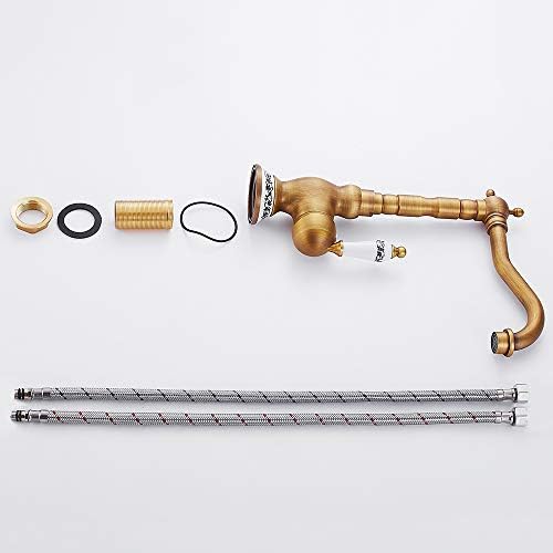 Keukenmengkraan Eengreepsmengkraan voor keuken en badkamer Antiek-vintage mengkraan Keuken Klassiek messing (antiek)