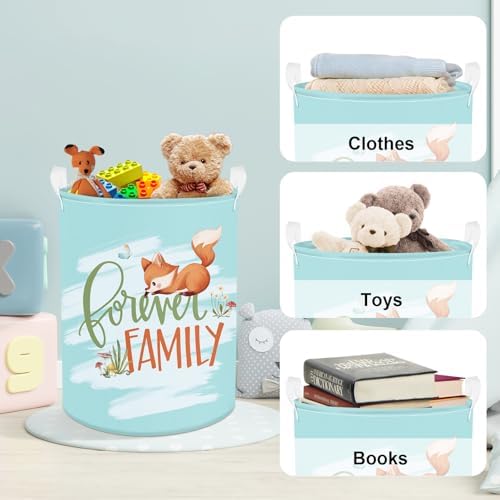 Tannenwald Wildtiere wasmand voor kinderen met handvat, opvouwbare opbergmand voor kleding en speelgoed, opbergbox voor jongens en meisjes, voor babykamer en badkamer, beer D