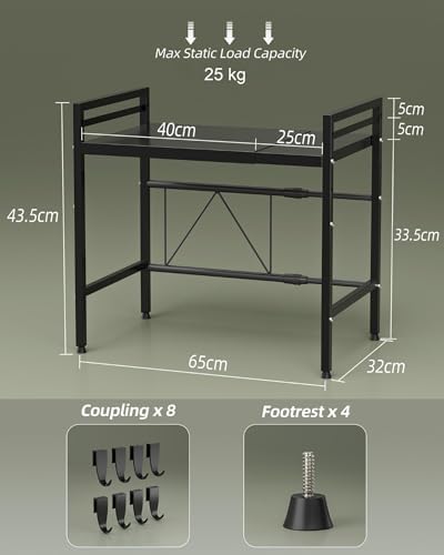 Uitbreidbaar magnetronrek met 2 niveaus, rek boven magnetron, magnetronstandaard voor aanrechtblad, staand keukenrek voor oven/koffiezetapparaat