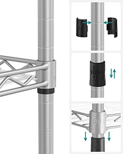 Kruidenrek met 3 niveaus, keukenorganizer, van metaal, met PP-platen, verstelbare legplanken, 15 x 40 x 39,5 cm, matzilver LGR025E01