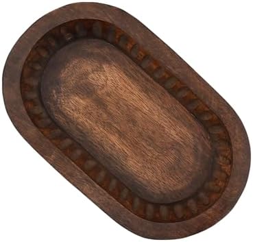 Decoratieve schalen van mangohout voor interieurinrichting, decoratieve lange houten schaal als tafeldecoratie (25,4 cm x 15,24 cm x 5,08 cm)