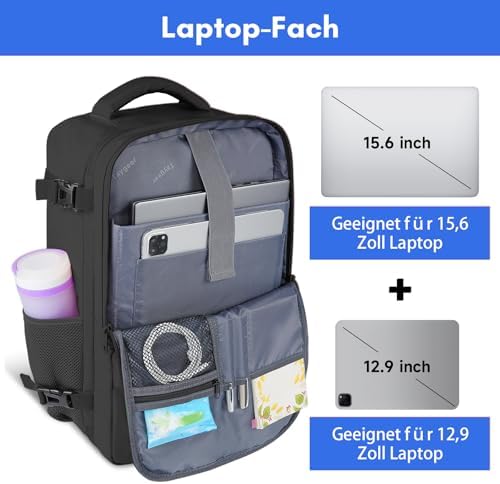 EasyJet handbagage 45 x 36 x 20, handbagage, rugzak, vliegtuig, heren, zwart, modern