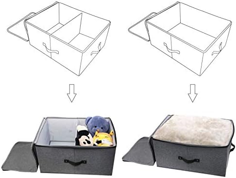 Opvouwbare opbergbak met deksel, 4 handvatten, ritssluiting, voor dekens, kleding, dekbedden, opbergbox, organizer voor slaapkamer, kledingkast, plank, 52 x 40 x 26 cm, Da