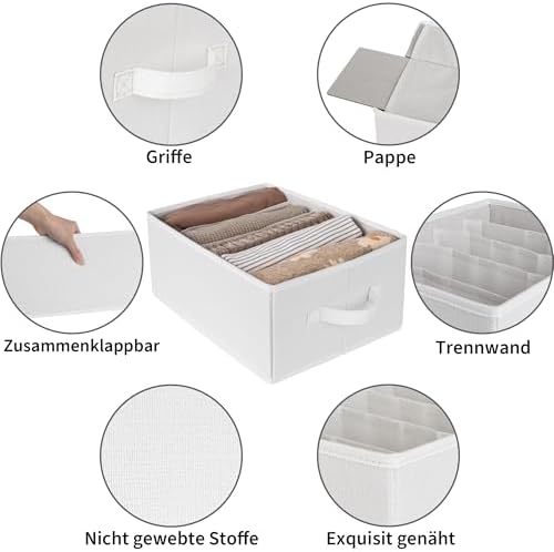 Jeans-organizer, set van 4 broekenorganizers voor in de kledingkast, witte opbergbox, kledingkast, opvouwbare kledingkast-organizer, kleding, T-shirt, trui-organizer