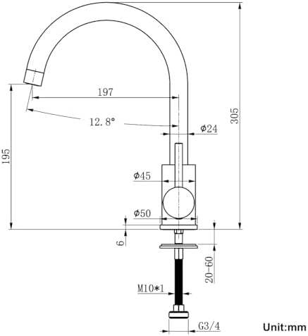 Keukenkraan voor vaatwasser, keukenkraan met 3/4-inch aansluiting, hogedrukkeukenkraan met 360° draaibare uitloop, mat