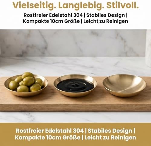 Gouden dipschaaltjes, 10 cm roestvrijstalen dipschaaltjes, kleine roestvrijstalen schaaltjes, gouden serveerschaaltjes voor saus, azijn, kruiden, voorgerechten, keuken
