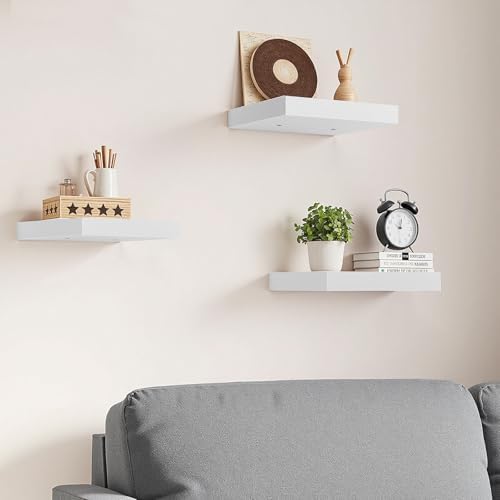 Zwevende plank 3-delige set Compact 20x20cm wandplank MDF voor badkamer, keuken, hal – Wit