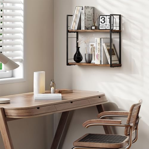 2-delige zwevende wandplanken van massief hout, 40,6 cm wandplank voor het opbergen van boeken, tafelplank, bureauplank, decoratie