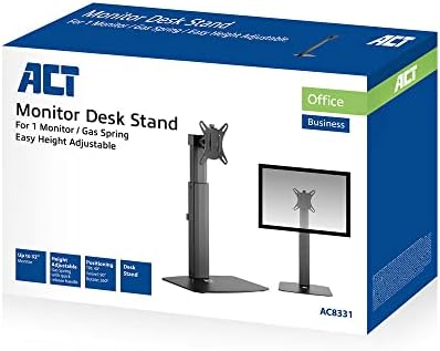 Monitorbeugel voor 1 monitor, gasveer, tot 32 inch, VESA 75/100 mm, beeldschermbeugel, kantelbaar 40°, draaibaar 90°, 360° draaibaar, max. gewicht 7 kg