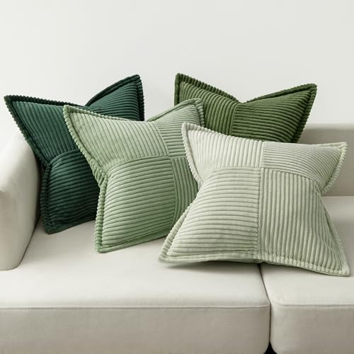Set van 4 kerstkussenhoezen van corduroy, zachte decoratieve moderne hoezen voor bankkussens, sierkussens, voor in de woonkamer