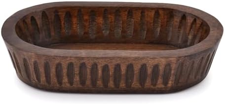 Decoratieve schalen van mangohout voor interieurinrichting, decoratieve lange houten schaal als tafeldecoratie (25,4 cm x 15,24 cm x 5,08 cm)