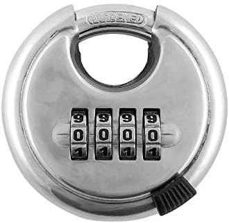 Hangslot met cijfercombinatie, rond cijfercombinatieslot, roestvrijstalen hangslot met 4 cijfers voor magazijnen, schuren, bergingen, set van 2