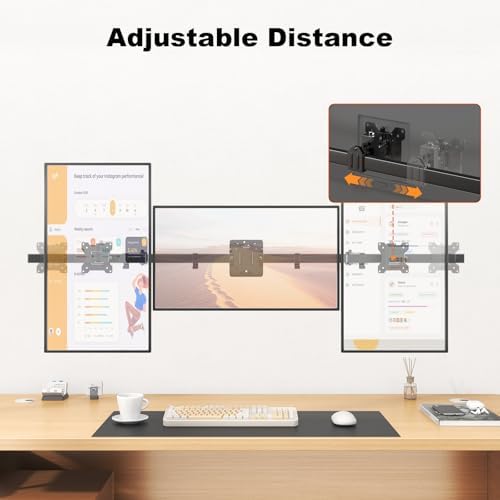 Monitorwandbeugel voor 3 monitoren met 17–32 inch schermen, draaibaar en kantelbaar, VESA 75 x 75/100 x 100 mm, max. 7 kg per scherm, zwart