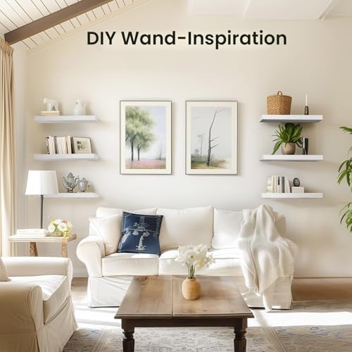 Wandplank, witte wandplanken 40 cm, set van 3 zwevende planken wit, moderne decoratieve planken met strakke afwerking voor slaapkamer, keuken, bureau