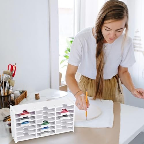 Stempelkussenhouder, stempelkussen-organizerrek met 18 vakken, opbergdoos voor stempelkussens, opbergorganizer, stempelkussens, wit stempelkussen, Organi