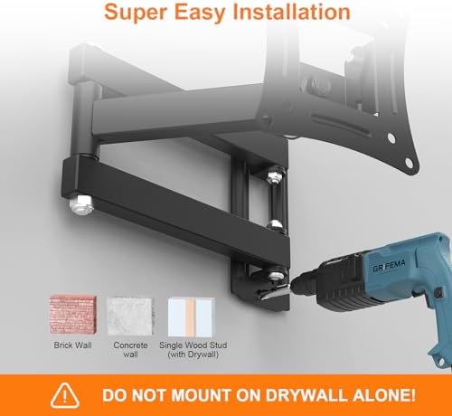 Monitor-wandbeugel voor tv's, voor 13–32 inch monitoren, draaibaar, kantelbaar, uitschuifbaar, tot 20 kg, VESA 100 x 100 mm en 75 x 75 mm