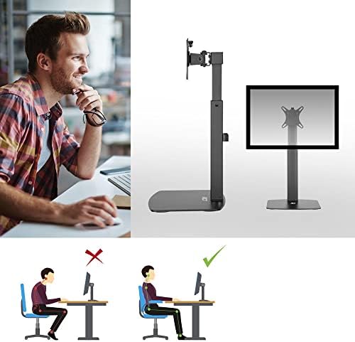 Monitorbeugel voor 1 monitor, gasveer, tot 32 inch, VESA 75/100 mm, beeldschermbeugel, kantelbaar 40°, draaibaar 90°, 360° draaibaar, max. gewicht 7 kg