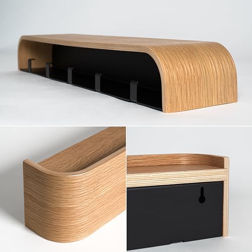 Toke wandkapstok, moderne designkapstok met verborgen wandhaken, kapstokpaneel van massief echt houtfineer, eiken