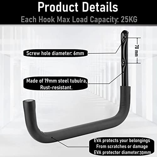 Aan de muur bevestigde enorme opberghaak voor in de garage, 39 cm krachtig opbergrek voor surfplanken, ladders, kajaks