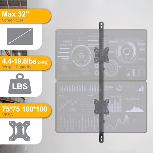 Wandbeugel voor twee monitoren van 17" – 32", max. 9 kg/arm, VESA 75/100, in hoogte verstelbaar, kantelbaar, draaibaar, kabelbeheer & ultradun voor gaming/thuiskantoor, eenvoudige montage, zwart