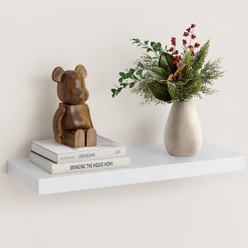 Wandplank, witte wandplanken 40 cm, set van 1 zwevende plank wit, moderne decoratieve planken met strakke afwerking voor slaapkamer, keuken, bureau