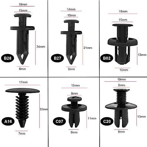 190 stuks bevestigingsklemmen voor auto's, kunststof trekklinknagels, carrosserieklemmen, bumperversterkingsklemmen, universele kunststof klemmen set voor auto's