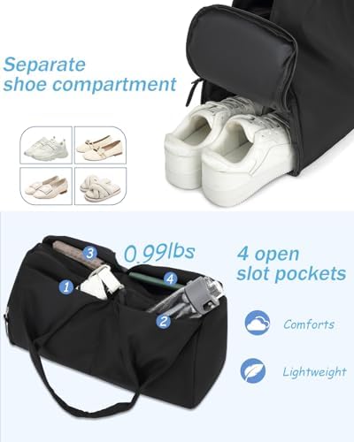 Sporttas voor dames Reistas Handbagage met schoenenvak & natvak Trainingstas kleine sporttas voor yoga, sauna en zwemmen