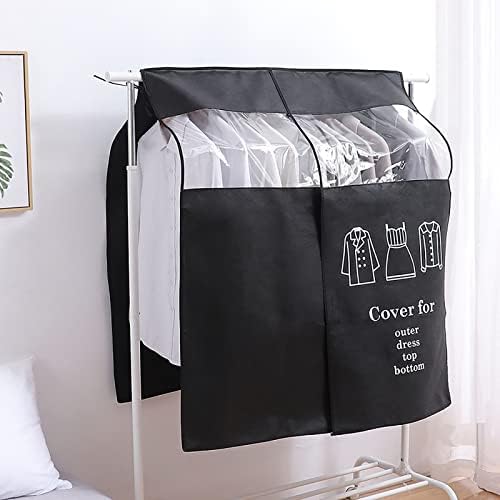 Stofbeschermende kledinghoes, ademend, 90 x 110 cm, dikke kledinghoes, lange stofbescherming, bescherming tegen vocht, kleerhanger, kleding, transparant, Wi