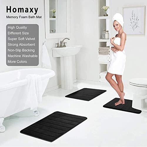Antislip badmatten van traagschuim, zachte, waterabsorberende toilet-/badkamermatten, wasbaar, zwart, 50 x 60 cm