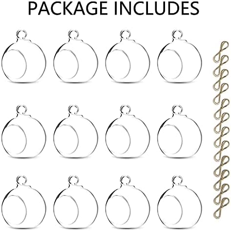 Set van 12 hangende theelichthouders, mini-glazen kaarsenhouders, bollen met een diameter van 6 cm, bolvormig tuinornament, theelichthouders voor Kerstmis, Halloween, bruiloft